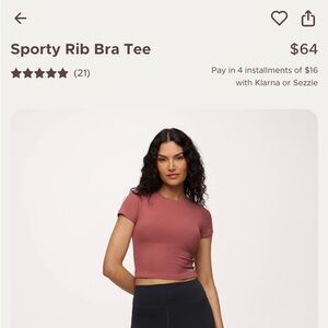 Sporty Ribbed Bra Tee in Mauve NWOT